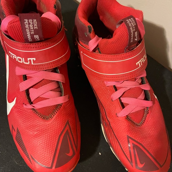 Mike Trout Nike Force Baseball Cleats Shoes Fastflex Sports Performance 9 Red - Picture 2 of 7